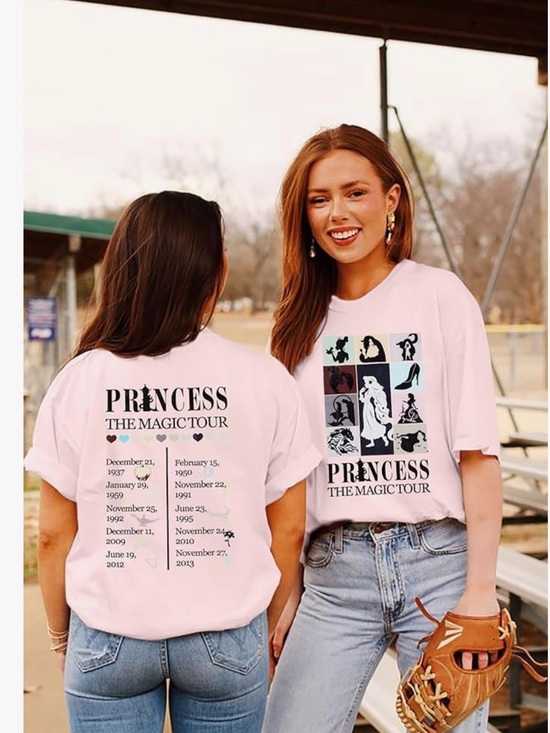 Disney Tops - Disney Pink 'Princess The Magic Tour' Short Sleeve Graphic Tee